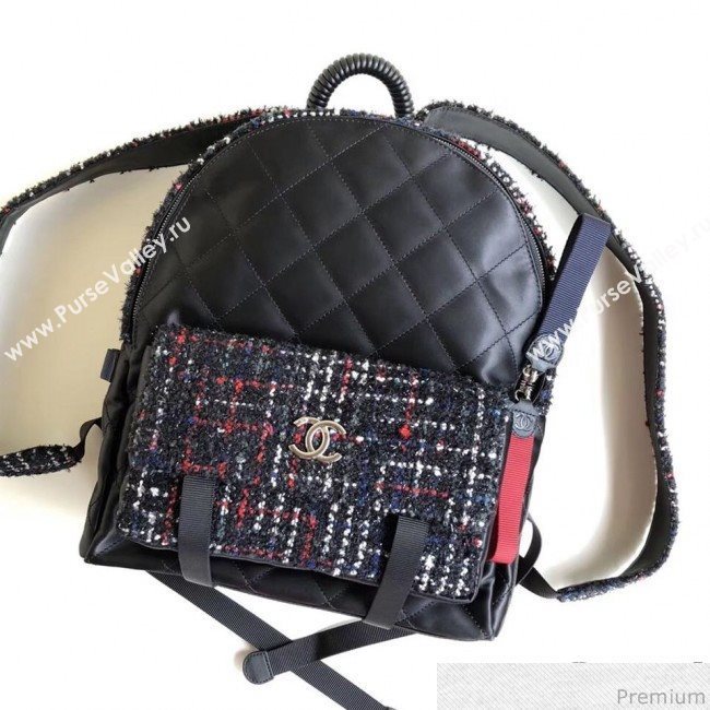 Chanel Sequins Tweed and Quilting Nylon Backpack Black 2019 (YD-9031504)