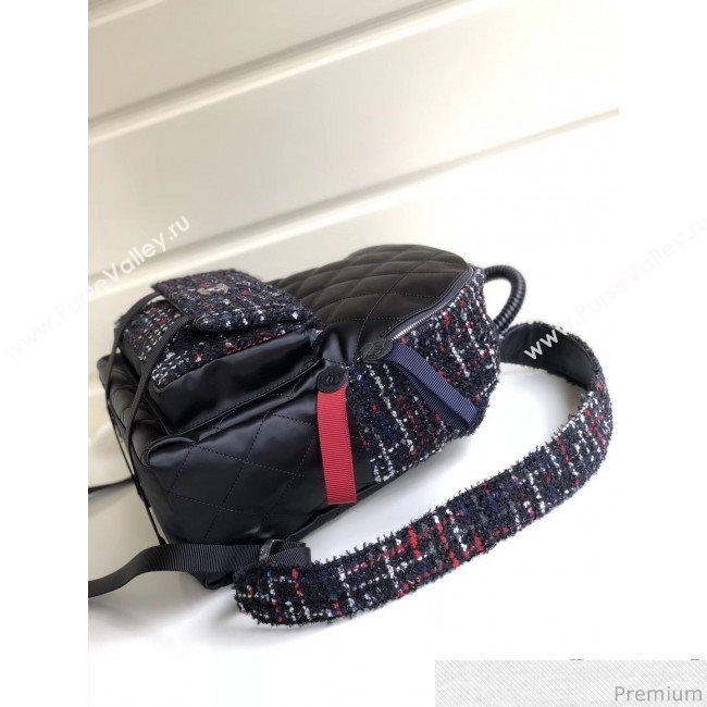 Chanel Sequins Tweed and Quilting Nylon Backpack Black 2019 (YD-9031504)