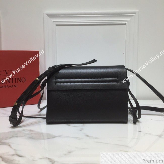 Valentino Mini VRING Smooth Calfskin Shoulder Bag Black/Red Tie 2019 (XYD-9040345)