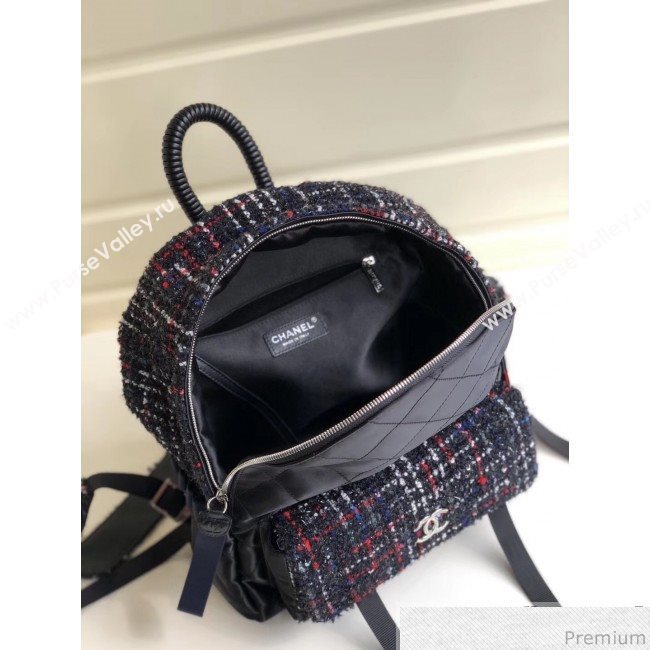 Chanel Sequins Tweed and Quilting Nylon Backpack Black 2019 (YD-9031504)