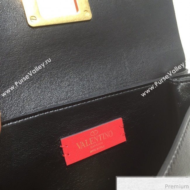 Valentino Mini VRING Smooth Calfskin Shoulder Bag Black/Red Tie 2019 (XYD-9040345)