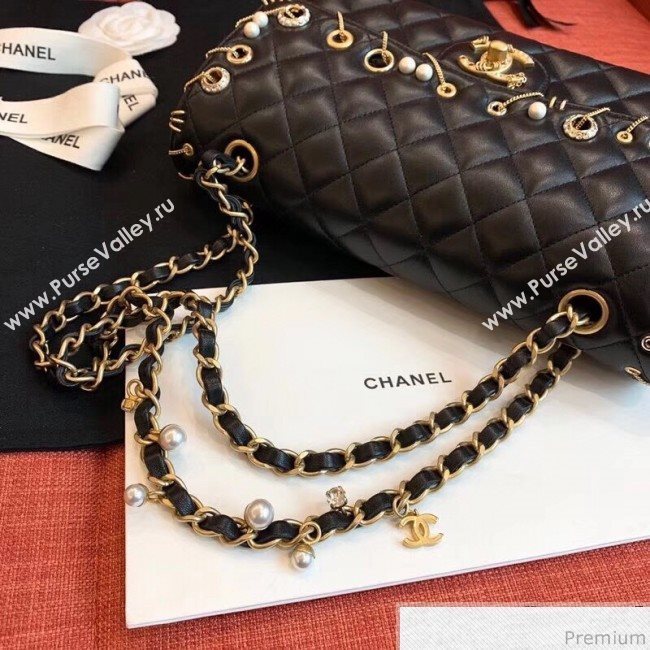 Chanel Eyelet and Chain Classic Flap Bag A01112 Black/Gold 2019 (KN-9031506)