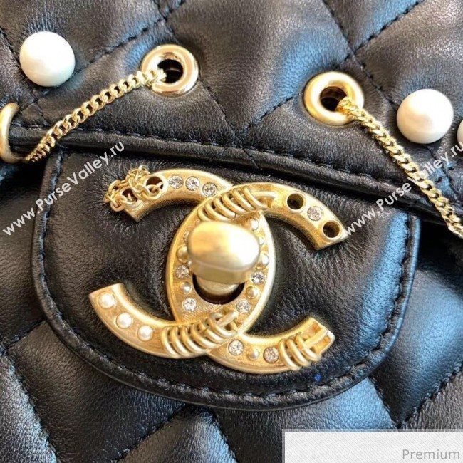 Chanel Eyelet and Chain Classic Flap Bag A01112 Black/Gold 2019 (KN-9031506)