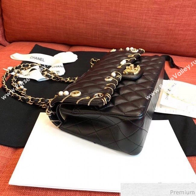 Chanel Eyelet and Chain Classic Flap Bag A01112 Black/Gold 2019 (KN-9031506)