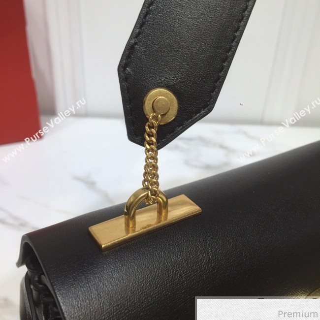 Valentino Small VRING Smooth Calfskin Shoulder Bag Black/Red Tie 2019 (XYD-9040346)