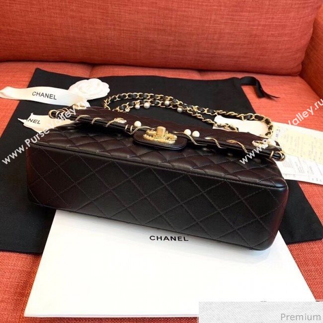 Chanel Eyelet and Chain Classic Flap Bag A01112 Black/Gold 2019 (KN-9031506)