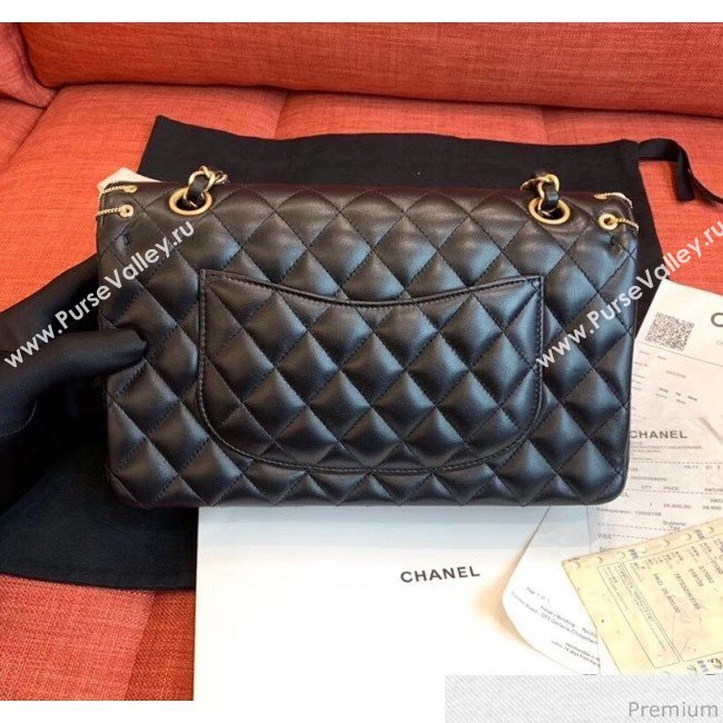 Chanel Eyelet and Chain Classic Flap Bag A01112 Black/Gold 2019 (KN-9031506)