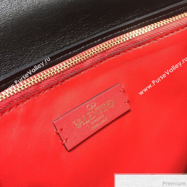 Valentino Small VRING Smooth Calfskin Shoulder Bag Black/Red Tie 2019 (XYD-9040346)