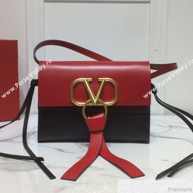 Valentino Mini VRING Smooth Calfskin Shoulder Bag Red/Black 2019 (XYD-9040348)