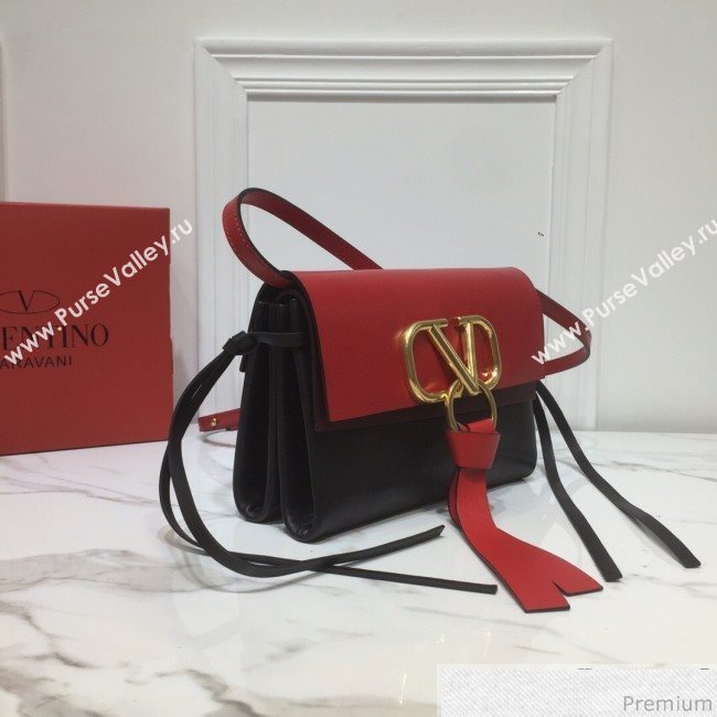 Valentino Mini VRING Smooth Calfskin Shoulder Bag Red/Black 2019 (XYD-9040348)