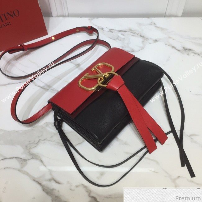 Valentino Mini VRING Smooth Calfskin Shoulder Bag Red/Black 2019 (XYD-9040348)