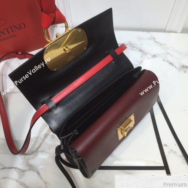 Valentino Mini VRING Smooth Calfskin Shoulder Bag Red/Black 2019 (XYD-9040348)