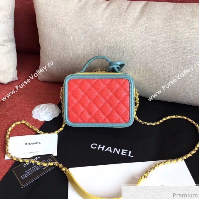 Chanel Small Vanity Case Handbag Red/Blue/Yellow 2019 (KN-9031508)