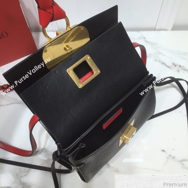 Valentino Mini VRING Smooth Calfskin Shoulder Bag Red/Black 2019 (XYD-9040348)