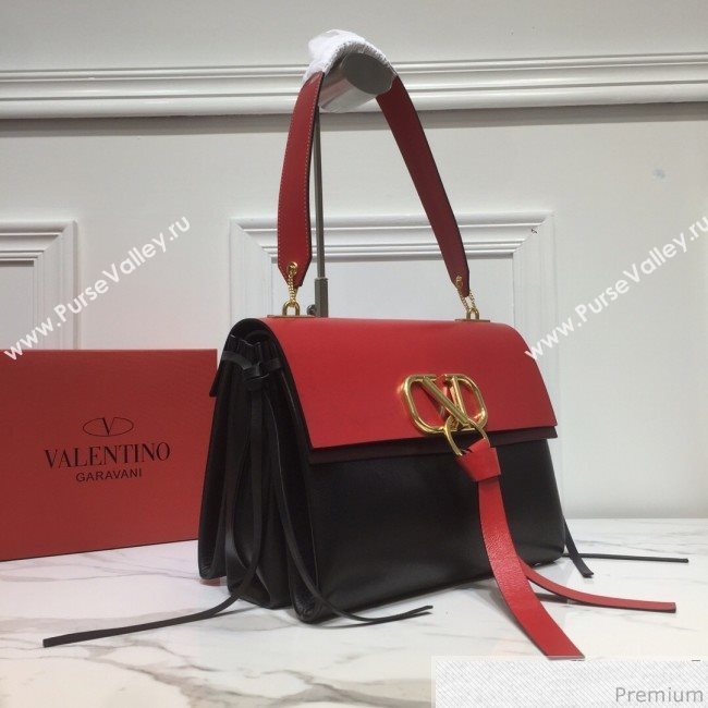 Valentino Medium VRING Smooth Calfskin Shoulder Bag Red/Black 2019 (XYD-9040350)