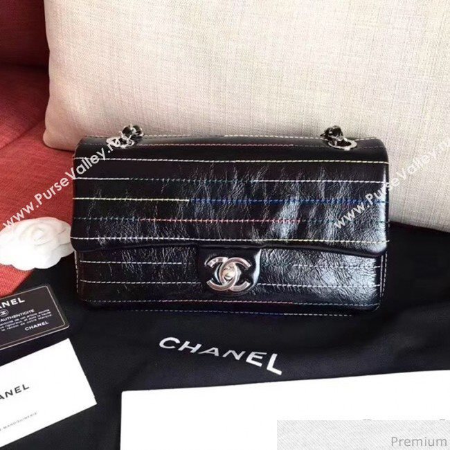 Chanel Colored Stripes Flap Bag Black 2019 (GN-9031511)