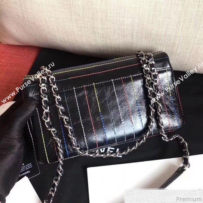 Chanel Colored Stripes Flap Bag Black 2019 (GN-9031511)
