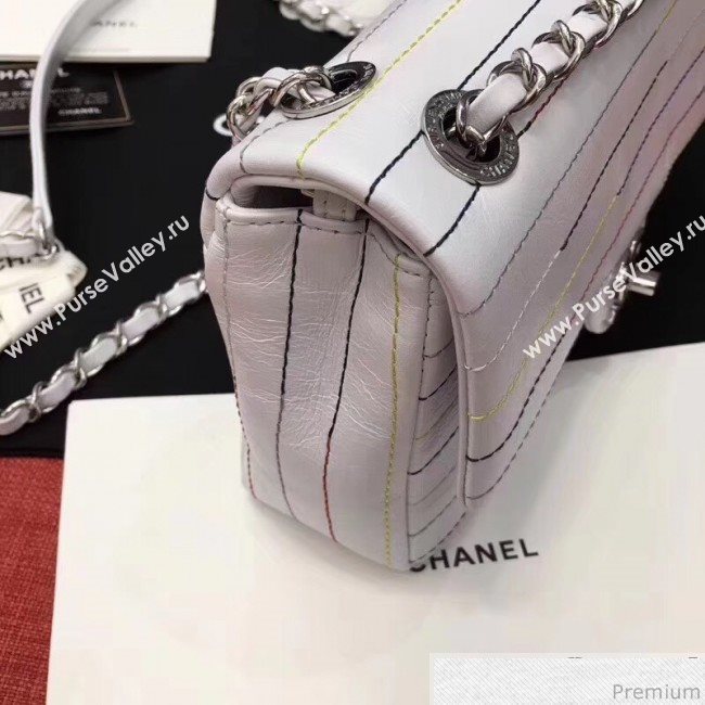 Chanel Colored Stripes Flap Bag White 2019 (GN-9031512)