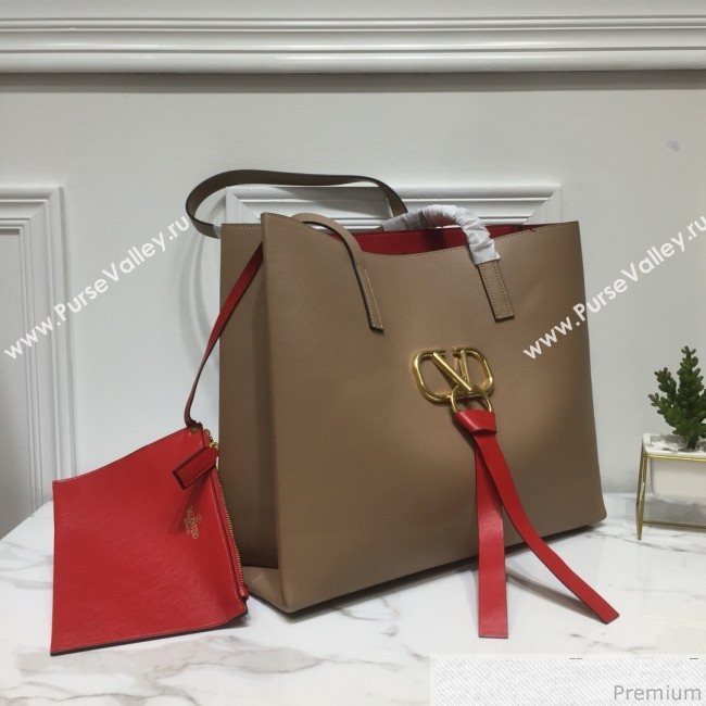 Valentino Large VRING Shopping Tote Taupe 2019 (XYD-9040352)