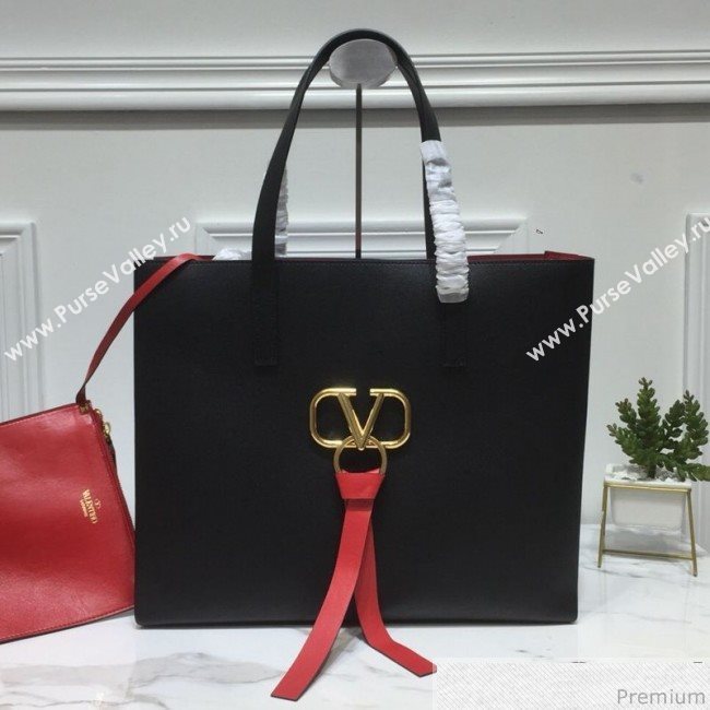 Valentino Large VRING Shopping Tote Black 2019 (XYD-9040353)