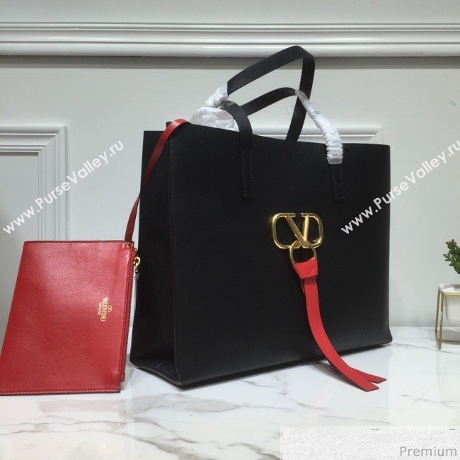 Valentino Large VRING Shopping Tote Black 2019 (XYD-9040353)
