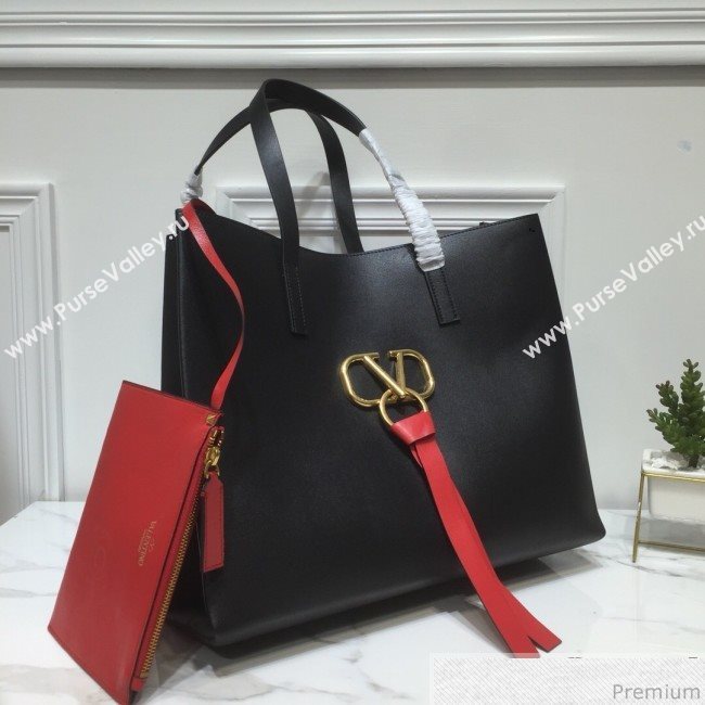 Valentino Large VRING Shopping Tote Black 2019 (XYD-9040353)