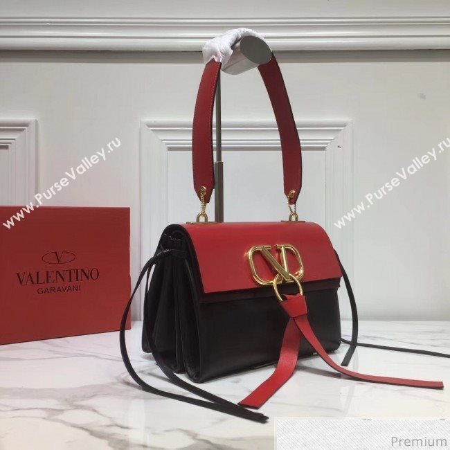 Valentino Small VRING Smooth Calfskin Shoulder Bag Red/Black 2019 (XYD-9040349)