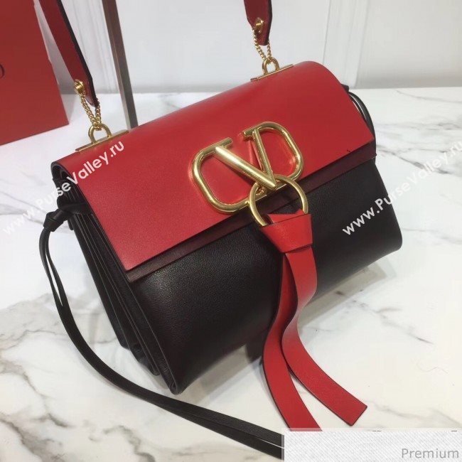 Valentino Small VRING Smooth Calfskin Shoulder Bag Red/Black 2019 (XYD-9040349)