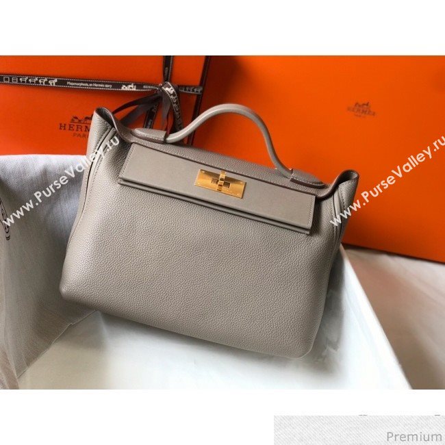 Hermes Kelly 24/24 - 29 Bag in Togo Leather Grey/Gold 2018 (Half Handmade) (FLB-9040115)