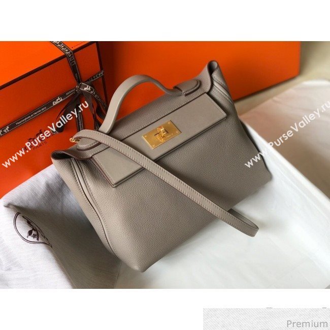 Hermes Kelly 24/24 - 29 Bag in Togo Leather Grey/Gold 2018 (Half Handmade) (FLB-9040115)