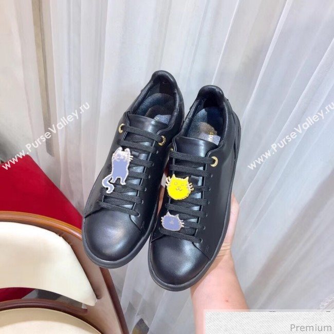 Louis Vuitton Frontrow Cats Sneaker in Black Calf Leather 1A52EQ 2018 (SIYA-9030854)