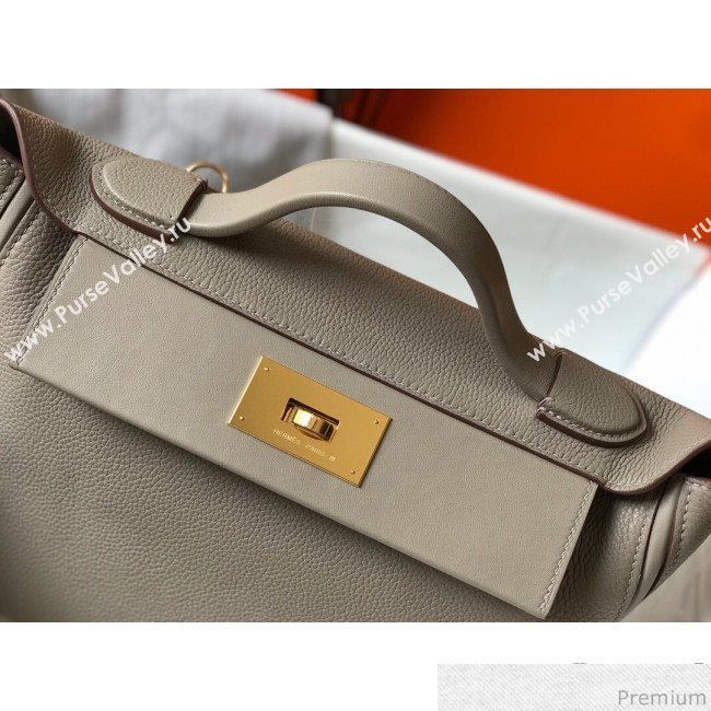 Hermes Kelly 24/24 - 29 Bag in Togo Leather Grey/Gold 2018 (Half Handmade) (FLB-9040115)