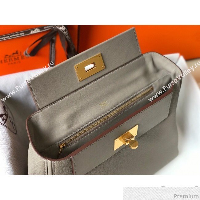 Hermes Kelly 24/24 - 29 Bag in Togo Leather Grey/Gold 2018 (Half Handmade) (FLB-9040115)