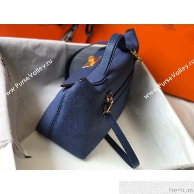 Hermes Kelly 24/24 - 29 Bag in Togo Leather Blue/Gold 2018 (Half Handmade) (FLB-9040116)