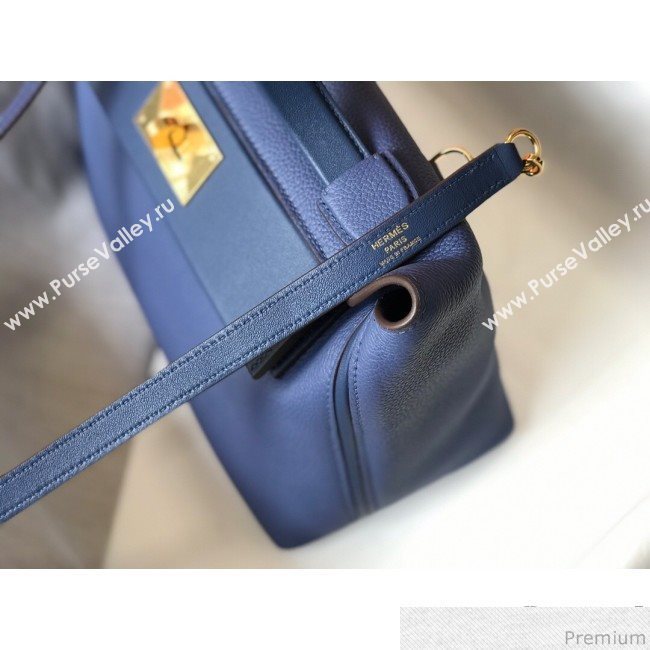 Hermes Kelly 24/24 - 29 Bag in Togo Leather Blue/Gold 2018 (Half Handmade) (FLB-9040116)