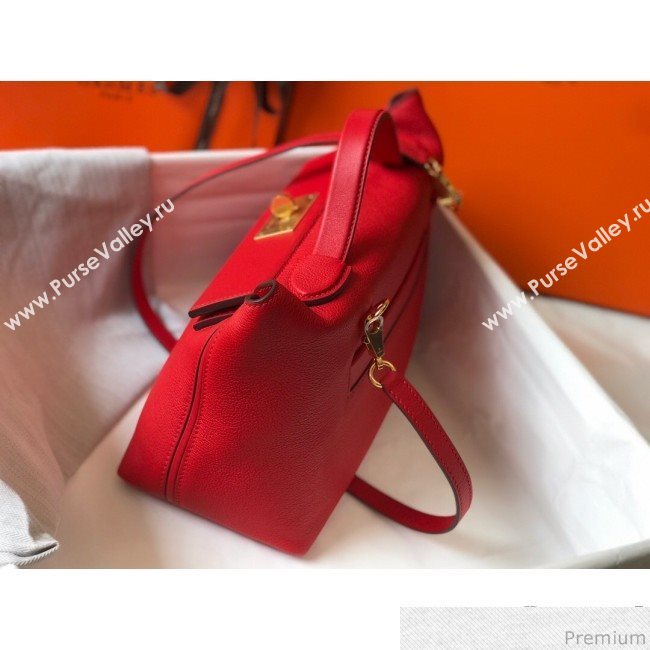 Hermes Kelly 24/24 - 29 Bag in Togo Leather Red/Gold 2018 (Half Handmade) (FLB-9040117)