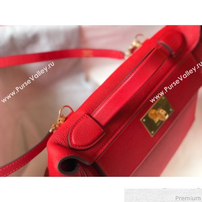 Hermes Kelly 24/24 - 29 Bag in Togo Leather Red/Gold 2018 (Half Handmade) (FLB-9040117)