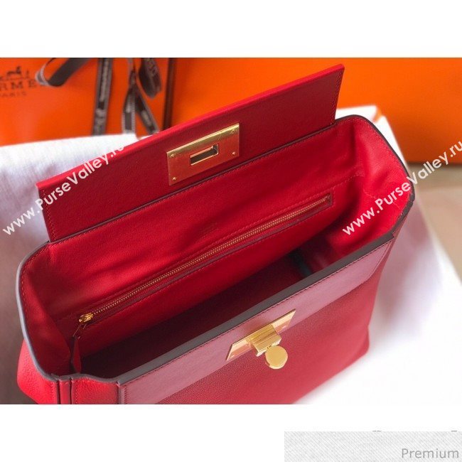 Hermes Kelly 24/24 - 29 Bag in Togo Leather Red/Gold 2018 (Half Handmade) (FLB-9040117)