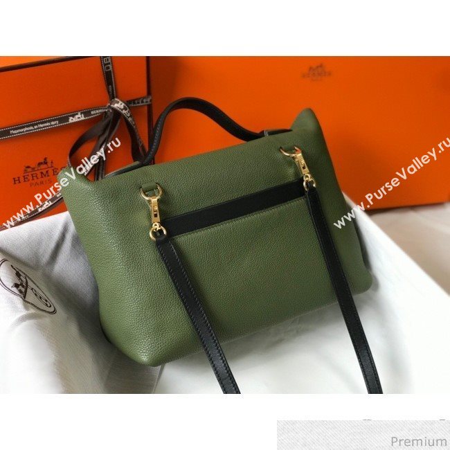 Hermes Kelly 24/24 - 29 Bag in Togo Leather Green/Black/Gold 2018 (Half Handmade) (FLB-9040118)