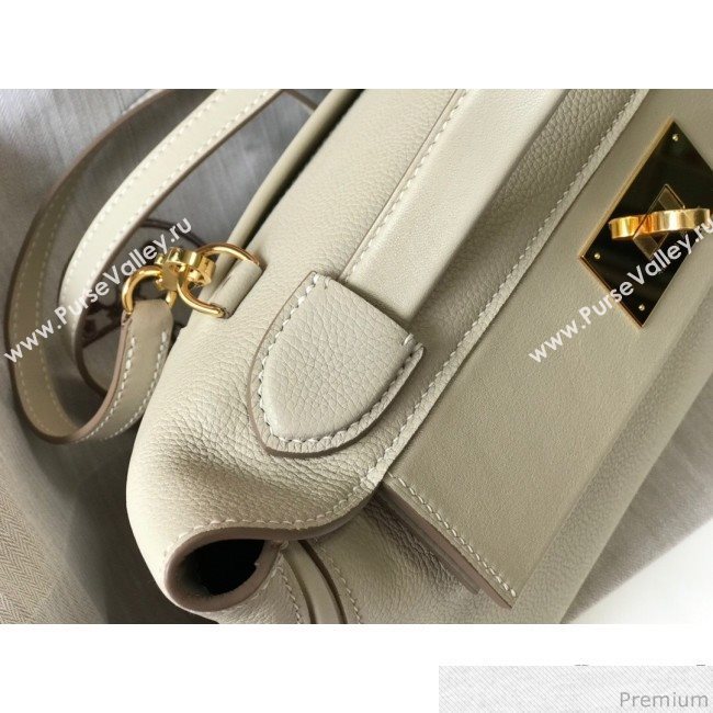 Hermes Kelly 24/24 - 29 Bag in Togo Leather White Wool/Gold 2018 (Half Handmade) (FLB-9040119)