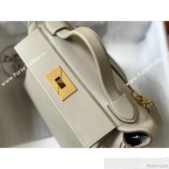 Hermes Kelly 24/24 - 29 Bag in Togo Leather White Wool/Gold 2018 (Half Handmade) (FLB-9040119)