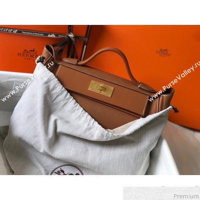 Hermes Kelly 24/24 - 29 Bag in Togo Leather Brown/Gold 2018 (Half Handmade) (FLB-9040120)