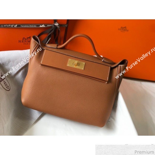 Hermes Kelly 24/24 - 29 Bag in Togo Leather Brown/Gold 2018 (Half Handmade) (FLB-9040120)