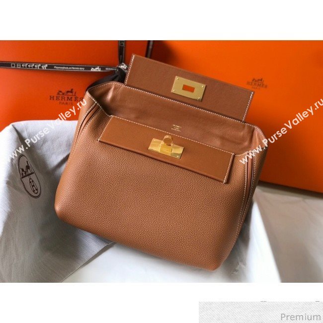 Hermes Kelly 24/24 - 29 Bag in Togo Leather Brown/Gold 2018 (Half Handmade) (FLB-9040120)