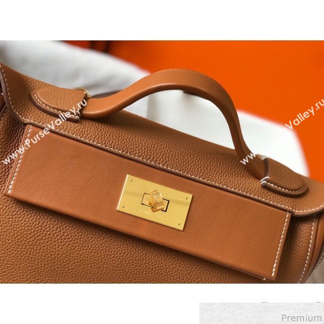 Hermes Kelly 24/24 - 29 Bag in Togo Leather Brown/Gold 2018 (Half Handmade) (FLB-9040120)