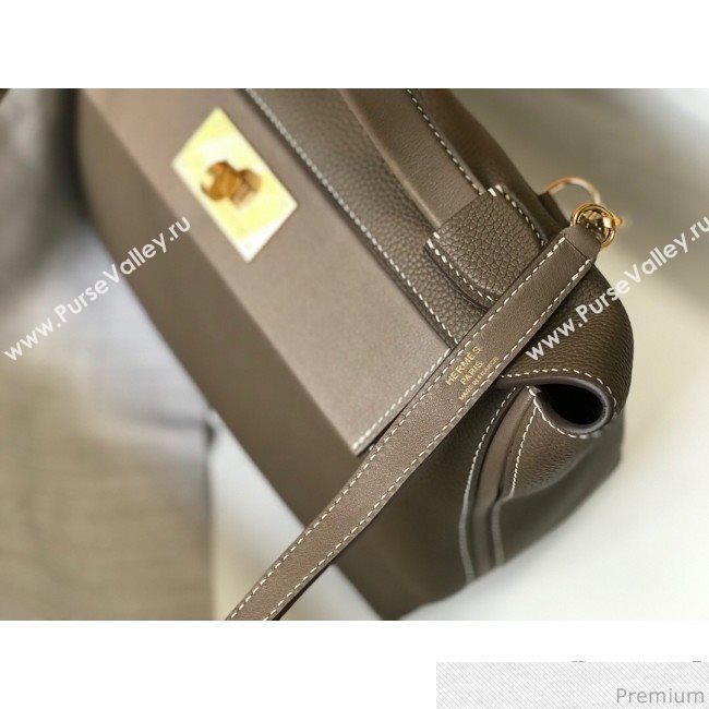 Hermes Kelly 24/24 - 29 Bag in Togo Leather Grey Elephant/Gold 2018 (Half Handmade) (FLB-9040121)