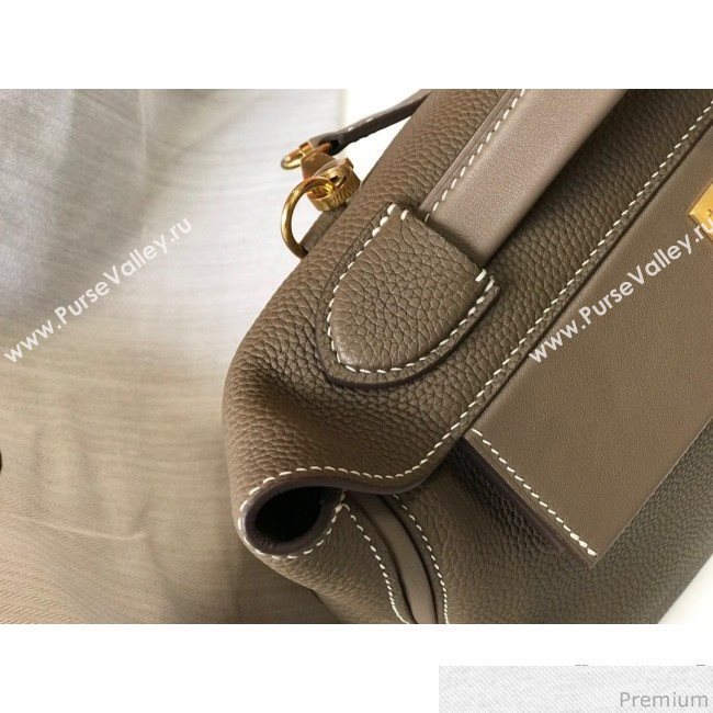 Hermes Kelly 24/24 - 29 Bag in Togo Leather Grey Elephant/Gold 2018 (Half Handmade) (FLB-9040121)