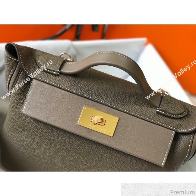 Hermes Kelly 24/24 - 29 Bag in Togo Leather Grey Elephant/Gold 2018 (Half Handmade) (FLB-9040121)