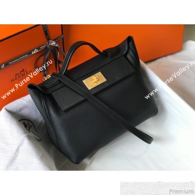 Hermes Kelly 24/24 - 29 Bag in Togo Leather Black/Gold 2018 (Half Handmade) (FLB-9040122)