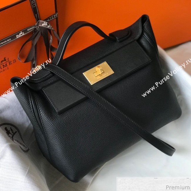 Hermes Kelly 24/24 - 29 Bag in Togo Leather Black/Gold 2018 (Half Handmade) (FLB-9040122)